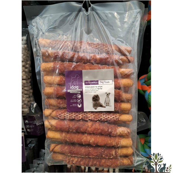 איי דוג חטיף סיגרים עוף 17 ס"מ 1 ק"ג לכלבים