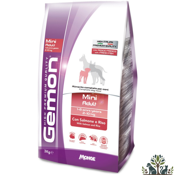 גמון יבש כלב מיני אדולט סלמון ואורז 3 ק"ג