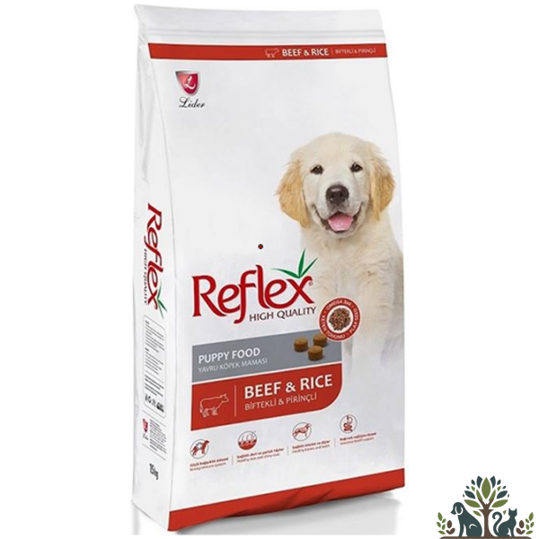 ריפלקס מזון יבש לכלבים גורים וטעם בקר ואורז (פאפי) 15 ק"ג