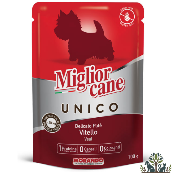 מור. יוניקו מונופרוטאין עגל לכלב פאוץ 100 גרם