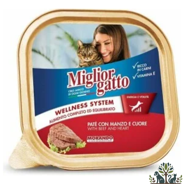 מור שימורים מעדן לחתול בקר ולב 100 גר – Miglior