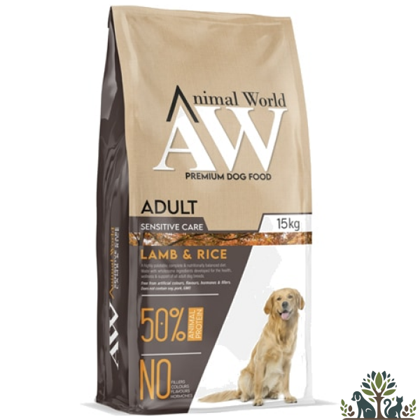 אנימל וורלד כבש ואורז לכלב 15 ק"ג