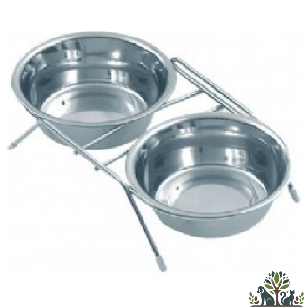 קומר צמד קערות נירוסטה 1.8 ל ומעמד