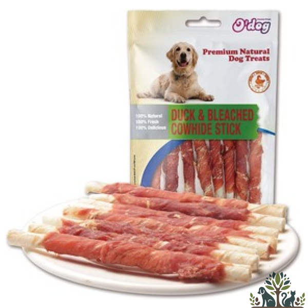 אודוג חטיף לכלב מקלוני סלמון מלופפים על עור בקר 100 גרם