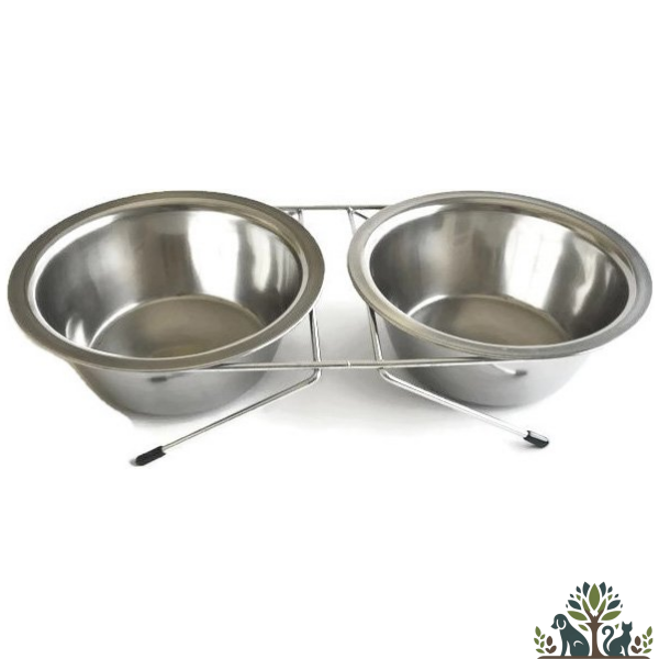 קומר צמד קערות נירוסטה 0.45 ל ומעמד