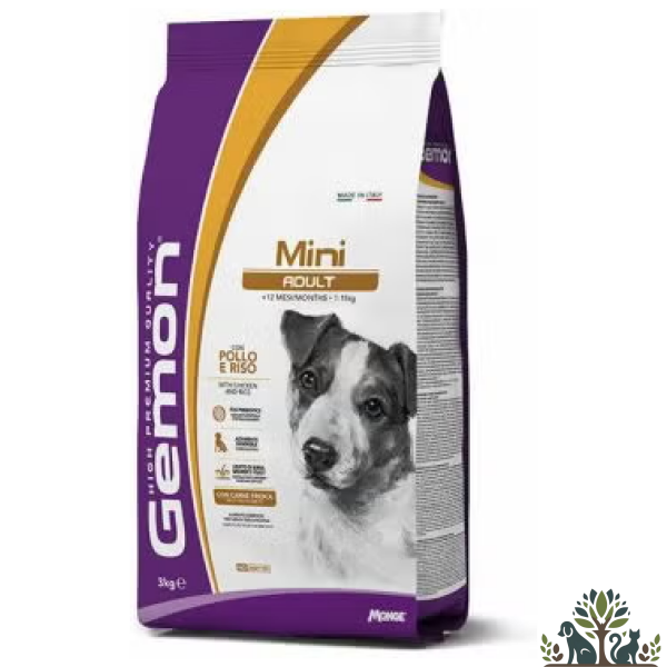 גמון יבש כלב מיני אדולט עוף ואורז 3   קג