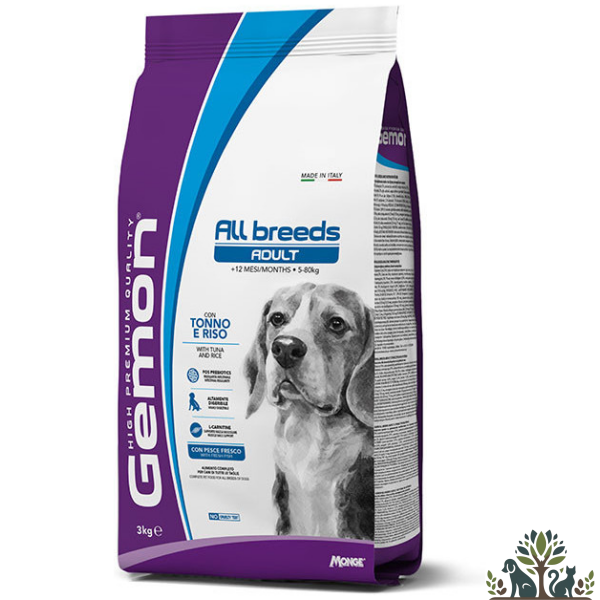 גמון יבש כלב מדיום אדולט טונה ואורז 3   קג