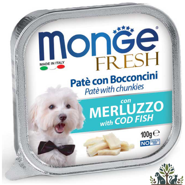 מונג פרש לכלב פטה עם נתחי דג בקלה 100 גרם