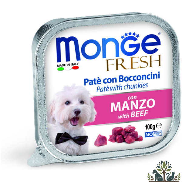 מונג פרש לכלב פטה עם נתחי בקר 100 גרם