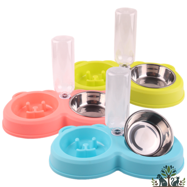 קערת האכלה כפולה עם בקבוק (L)