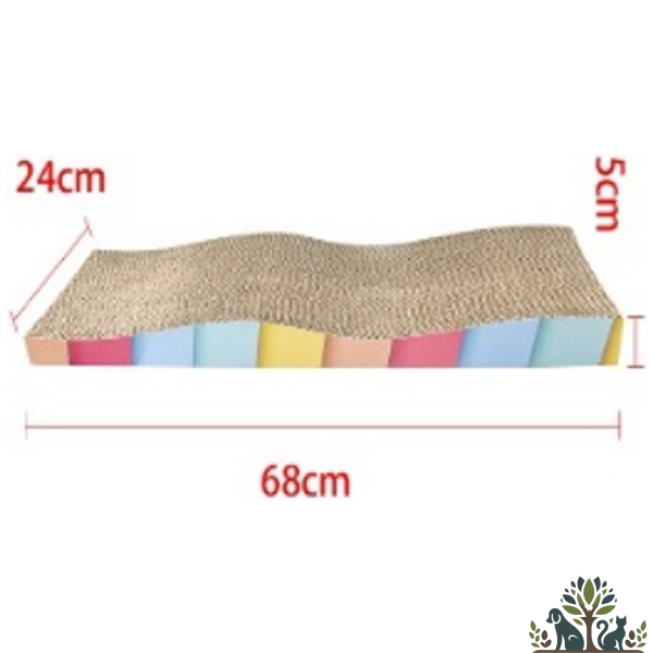 קרטון גירוד + קטניפ בצורת גל צבעוני (L)