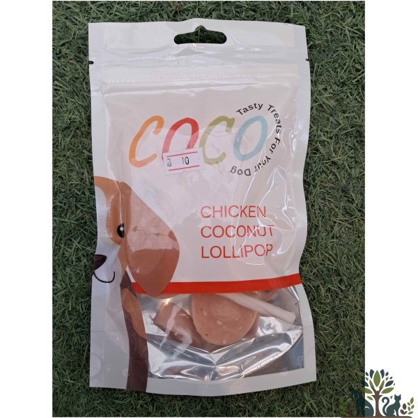 קוקו חטיף סוכריה על מקל בטעם עוף וקוקוס 80 גרם